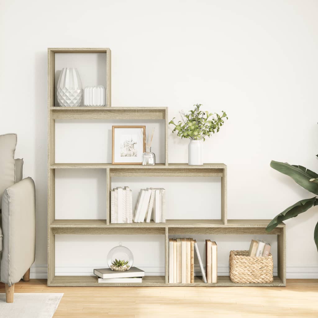Room Divider Bookcase 4 - Tier Sonoma Oak 143.5x29x143.5 cm Engineered Wood - Bargainia.com - 8721158500373 - 857996