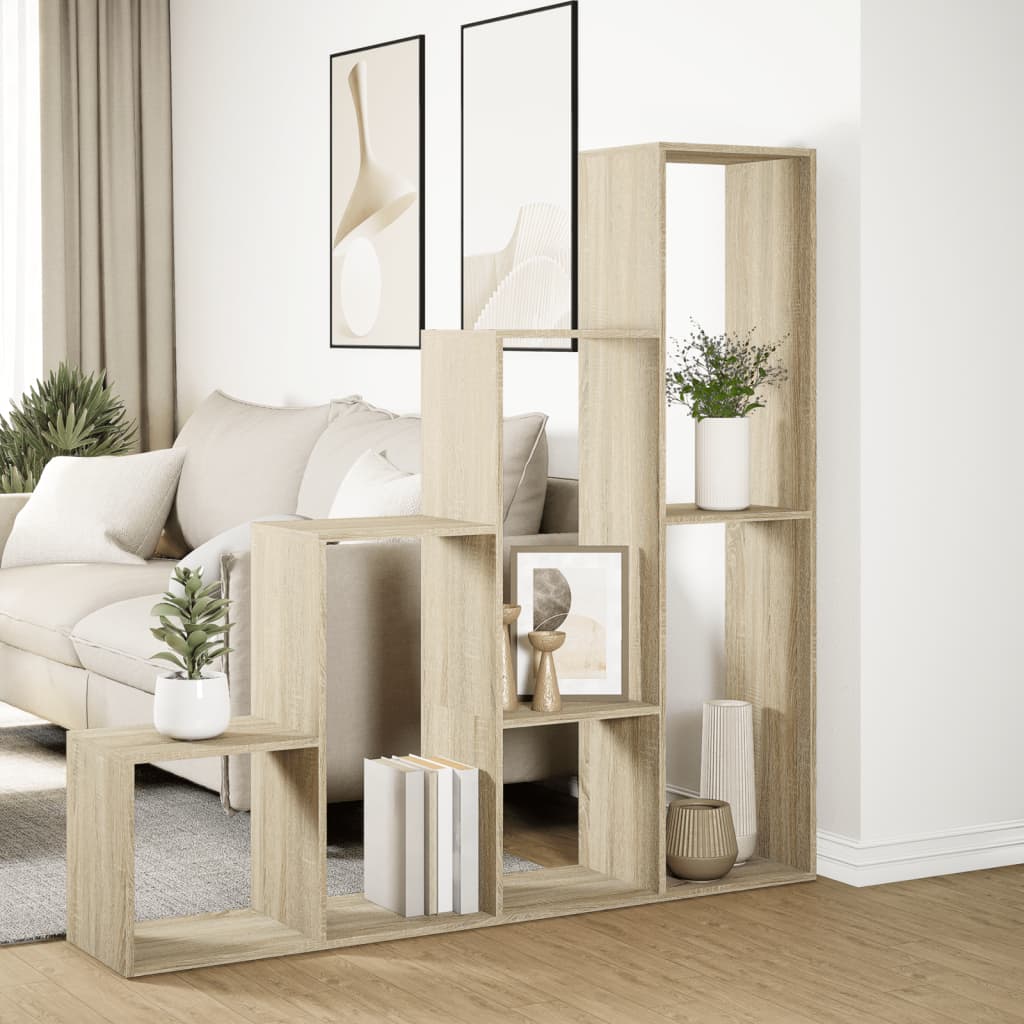 Room Divider Bookcase 4 - Tier Sonoma Oak 143.5x29x143.5 cm Engineered Wood - Bargainia.com - 8721158500373 - 857996