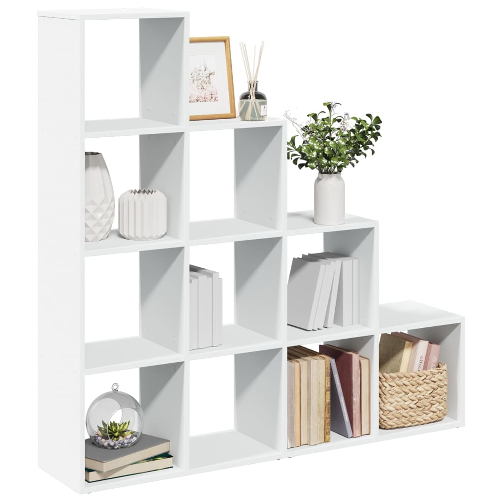 Room Divider Bookcase 4 - Tier White 131.5x29x131.5 cm Engineered Wood - Bargainia.com - 