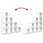 Room Divider Bookcase 4 - Tier White 131.5x29x131.5 cm Engineered Wood - Bargainia.com - 