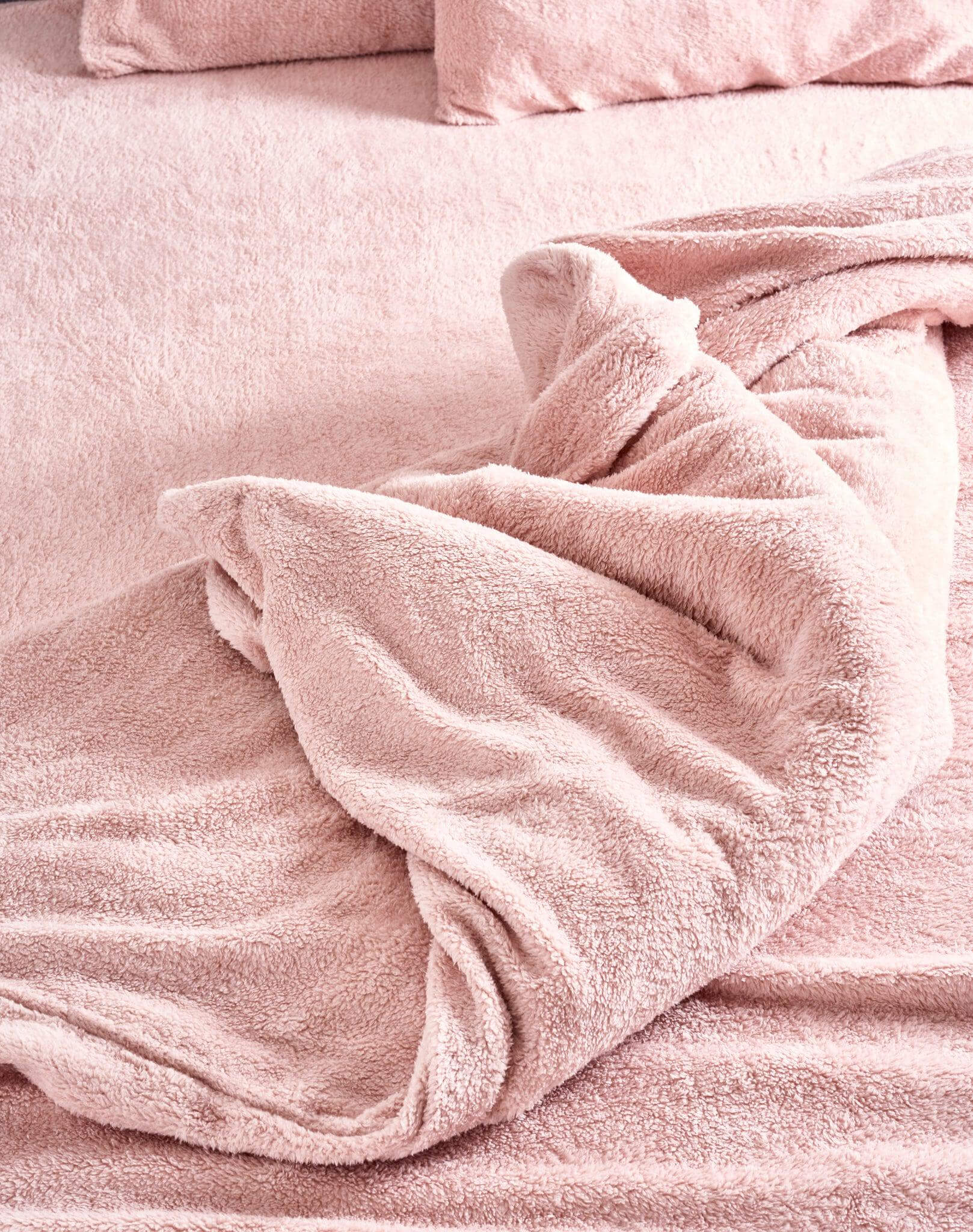 Rose Pink Teddy Fleece Duvet & Two Pillow Covers Set Super Soft - Hibernate Cosy Collection - Bargainia.com - 