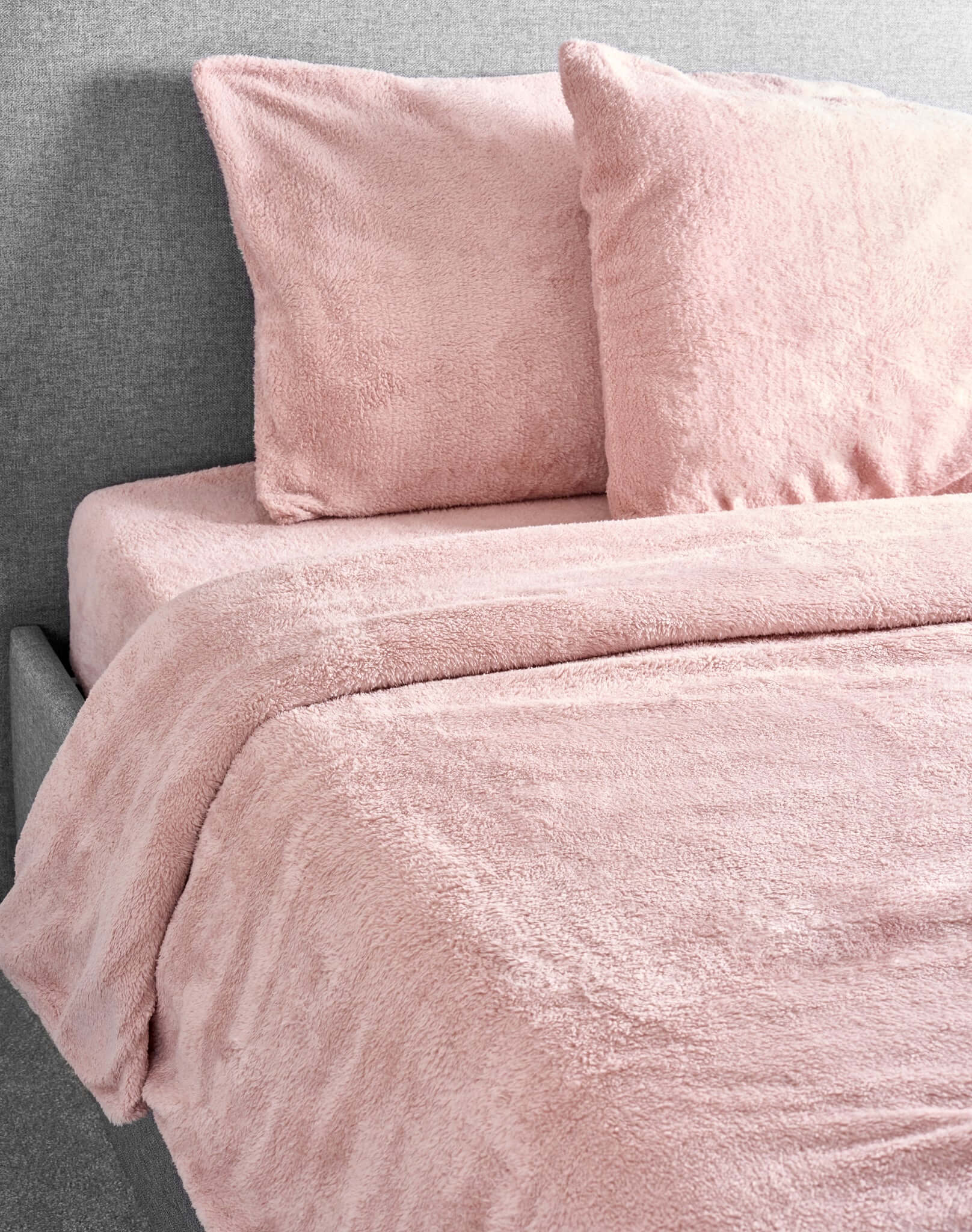 Rose Pink Teddy Fleece Duvet & Two Pillow Covers Set Super Soft - Hibernate Cosy Collection Clearance