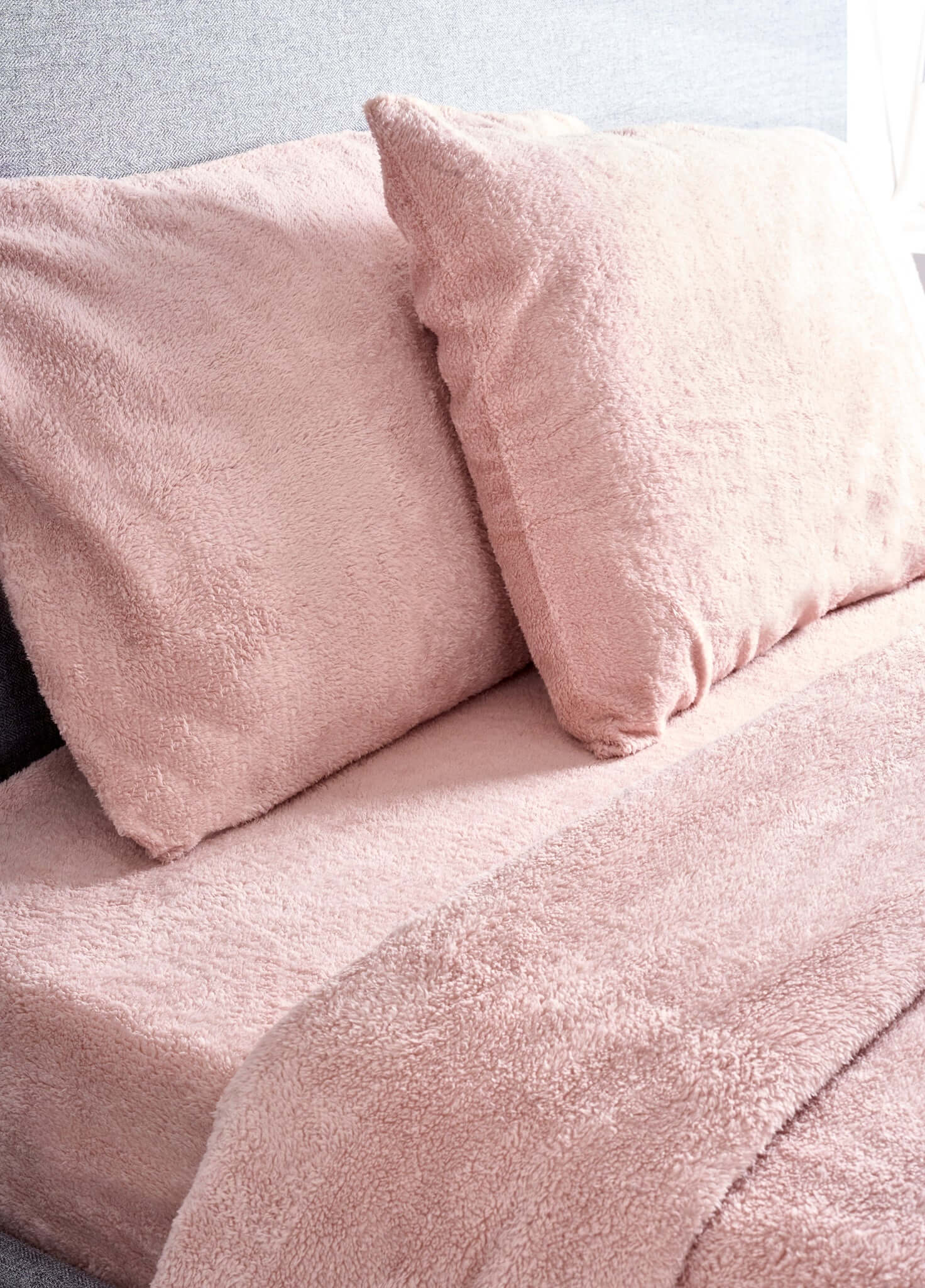 Rose Pink Teddy Fleece Duvet & Two Pillow Covers Set Super Soft - Hibernate Cosy Collection Clearance