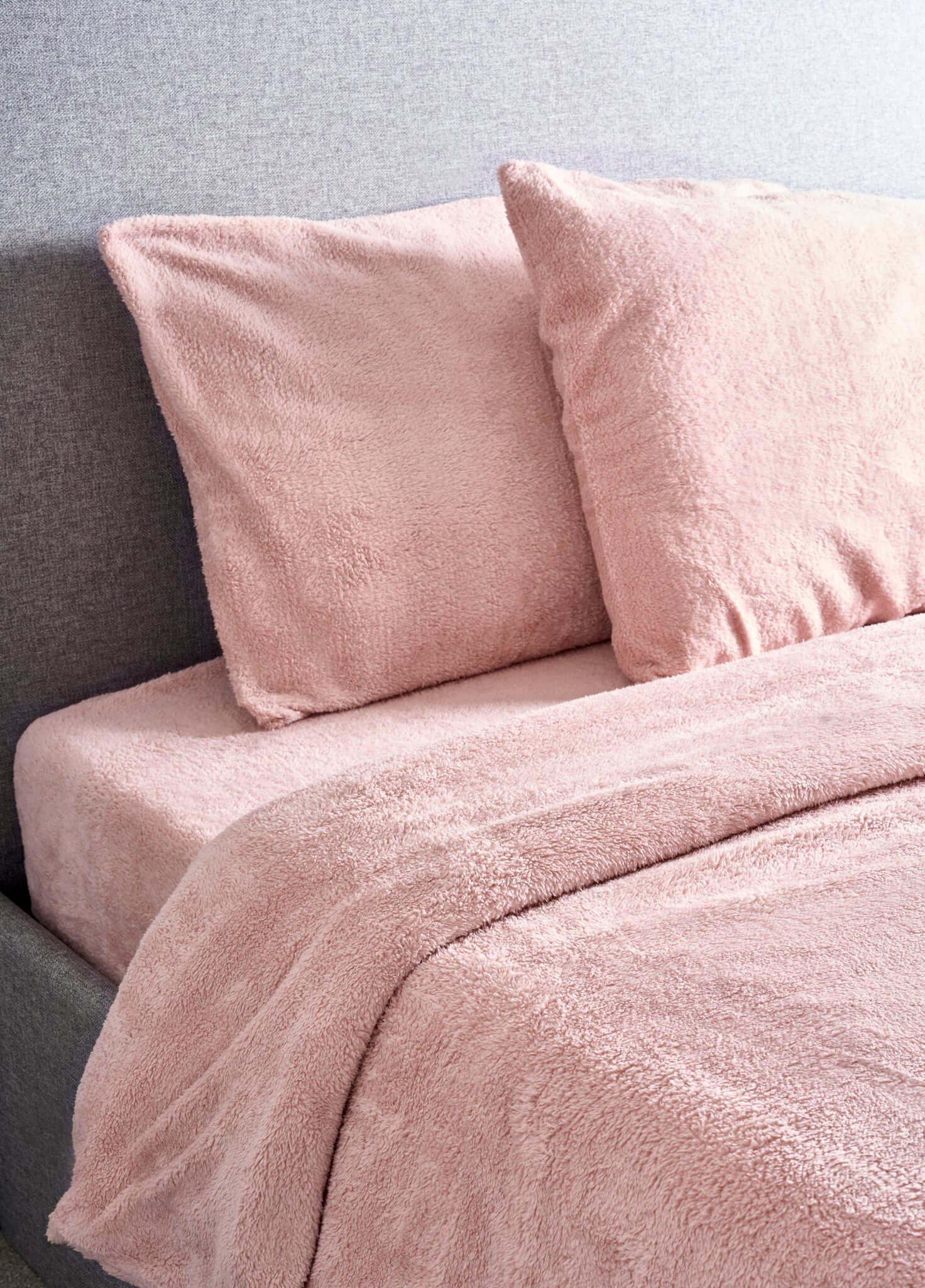 Rose Pink Teddy Fleece Duvet & Two Pillow Covers Set Super Soft - Hibernate Cosy Collection Clearance
