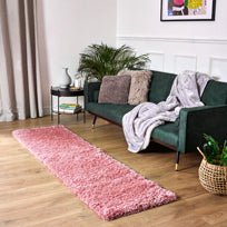 Rose Pink Thick Shaggy Rug - California - Bargainia.com - 