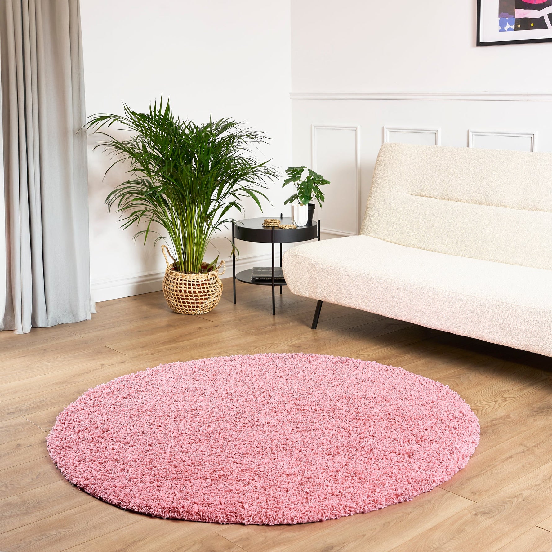 Rose Pink Thick Shaggy Rug - California - Bargainia.com - 