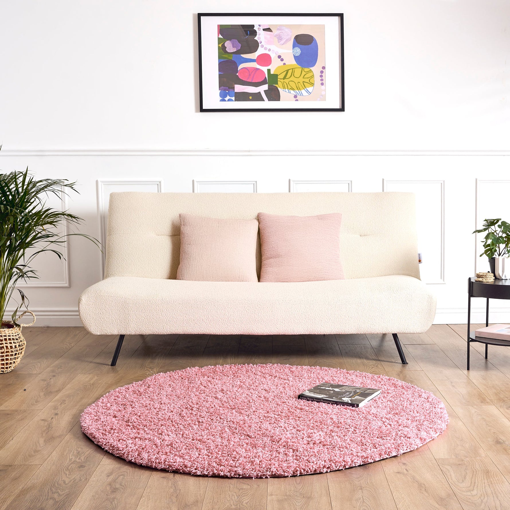 Rose Pink Thick Shaggy Rug - California - Bargainia.com - 