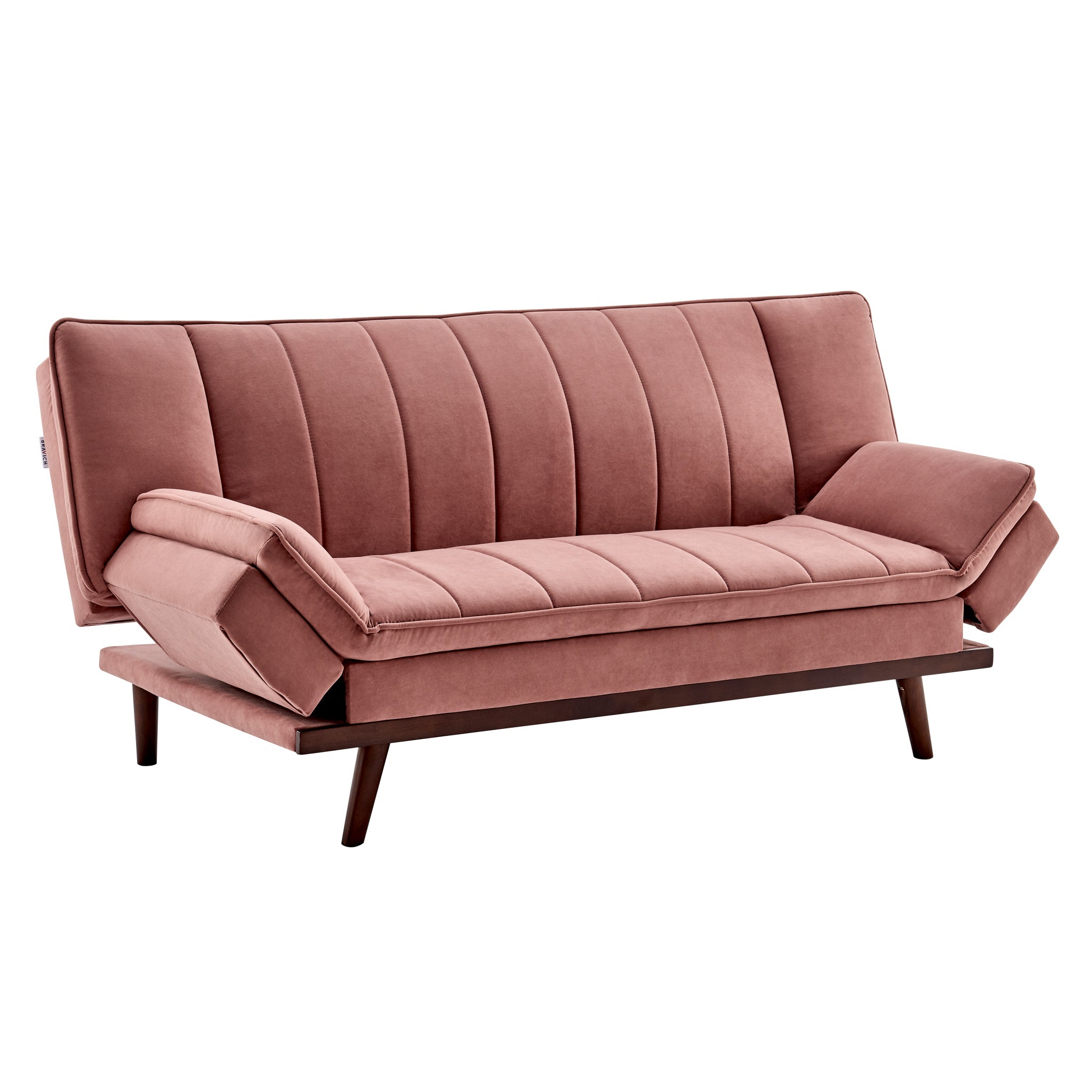 Rose Pink Velvet 3 Seater Sofa Bed - Mondaine Sofas Bargainia