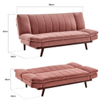 Rose Pink Velvet 3 Seater Sofa Bed - Mondaine - Bargainia.com - 