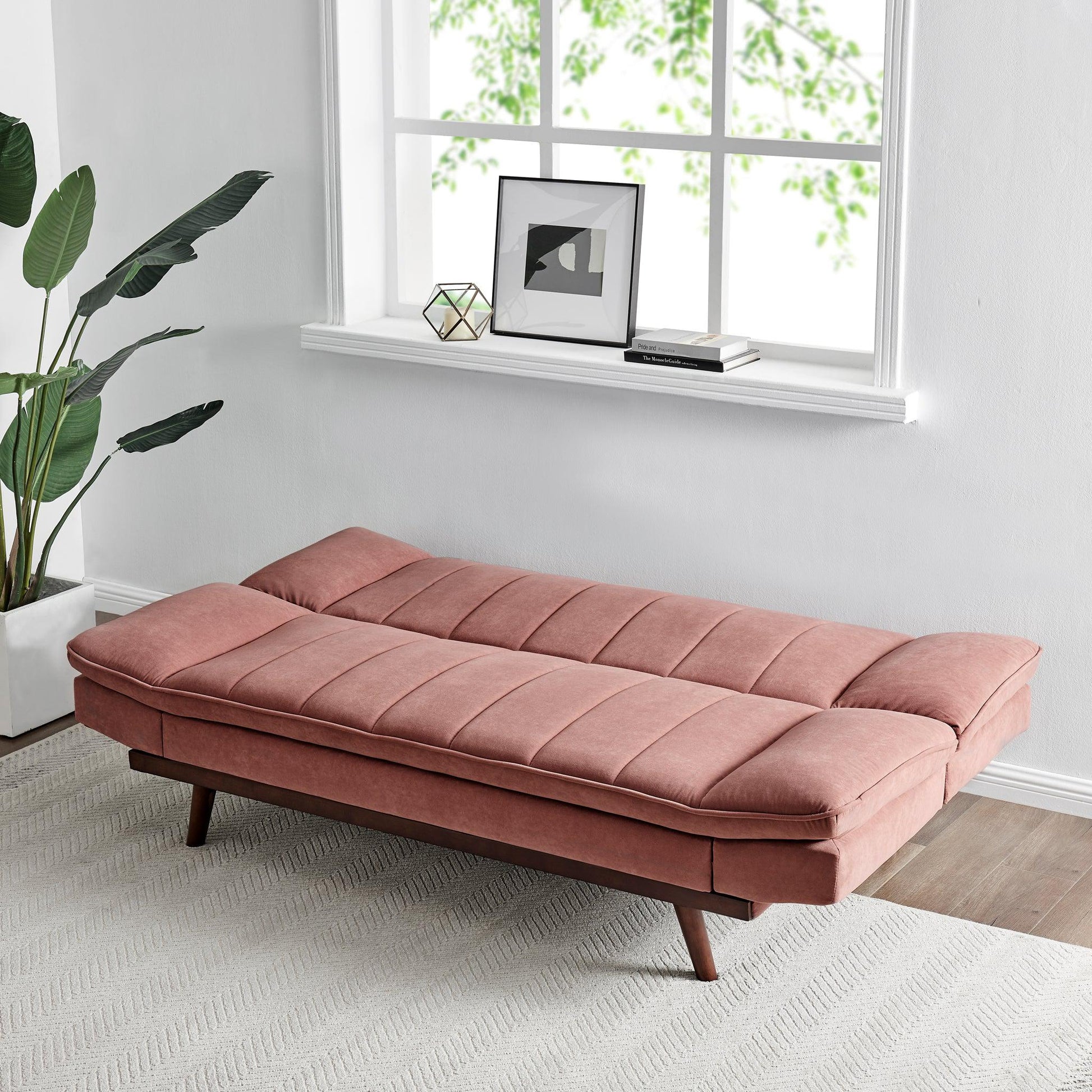Rose Pink Velvet 3 Seater Sofa Bed - Mondaine Sofas Bargainia