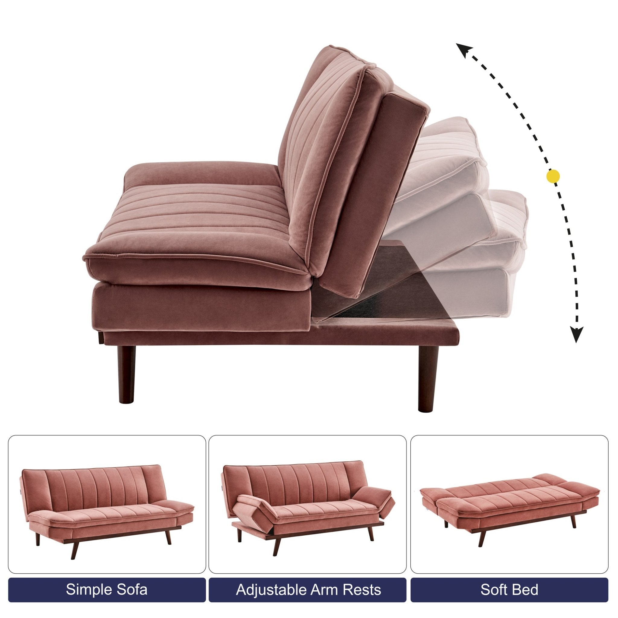 Rose Pink Velvet 3 Seater Sofa Bed - Mondaine Sofas Bargainia