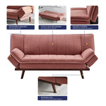 Rose Pink Velvet 3 Seater Sofa Bed - Mondaine - Bargainia.com - 