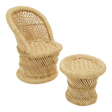 Rowan Childrens Natural Chair And Stool - Bargainia.com - 5018705497365