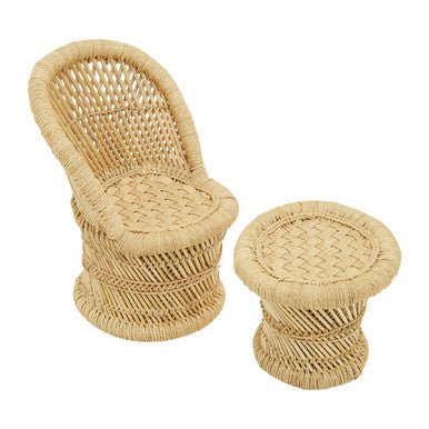 Rowan Childrens Natural Chair And Stool - Bargainia.com - 5018705497365