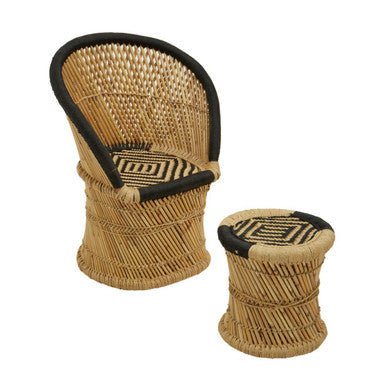 Rowan Natural And Black Chair And Stool - Bargainia.com - 5018705497358