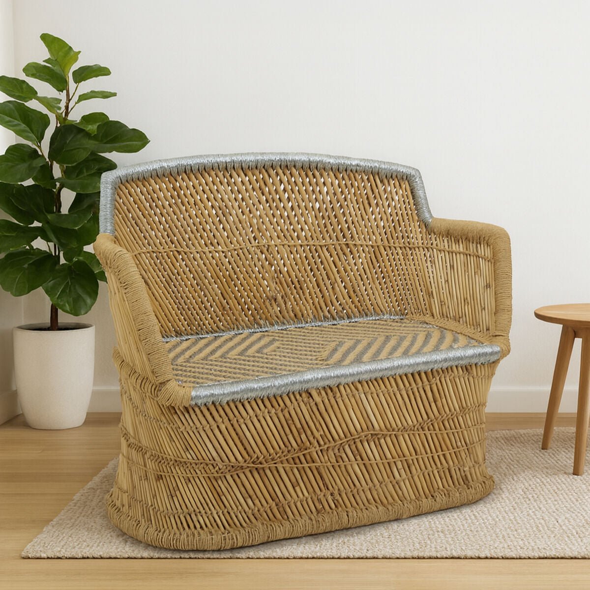 Rowan Two Seater Natural And Silver Sofa - Bargainia.com - 5018705443355 - 2405802