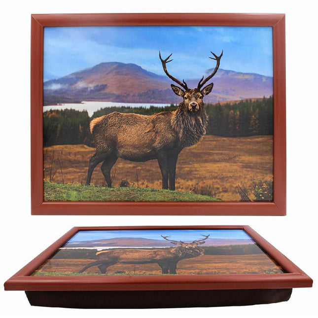 Highlands Stag Cushioned Bean Bag Lap Tray-5010792945668-Bargainia.com