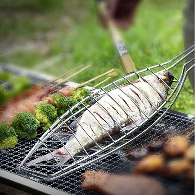 BBQ Stainless Steel Fish Griller - 50cm-Bargainia.com