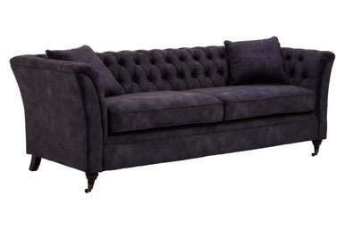 Sabrina Three Seat Grey Velvet Sofa - Bargainia.com - 