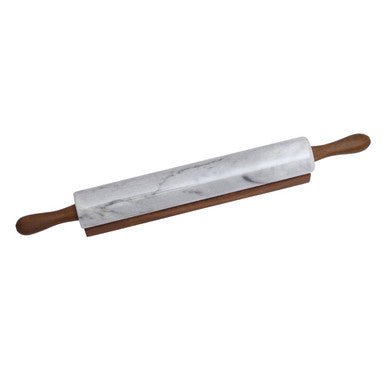 Salerno White Marble Rolling Pin With Wooden Handles - Bargainia.com - 5018705699868