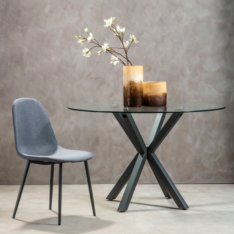 Salford Round Dining Table With Grey Metal Legs - Bargainia.com - 5018705947402
