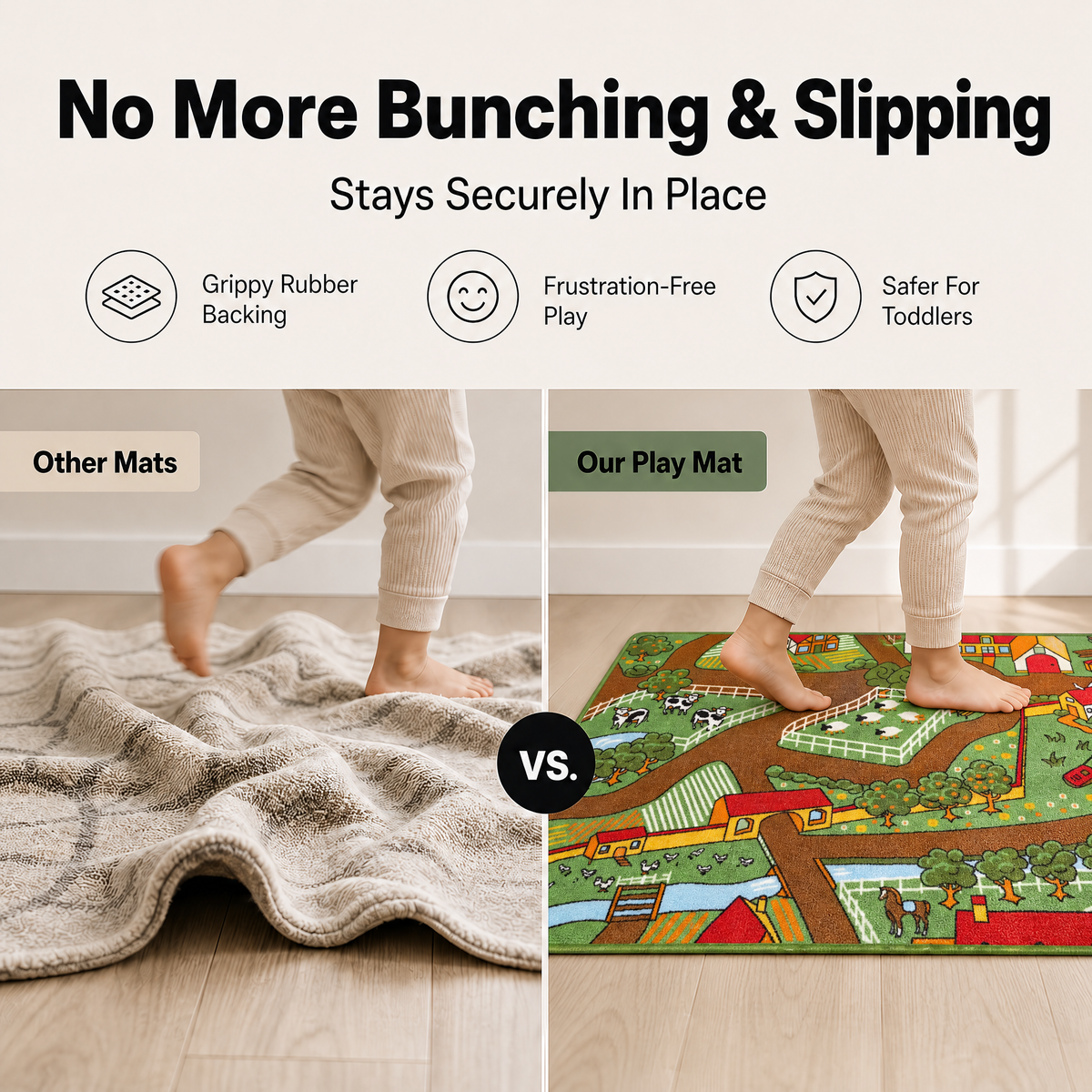 Farm Play Mat Nursery Play Room Non Slip Rug