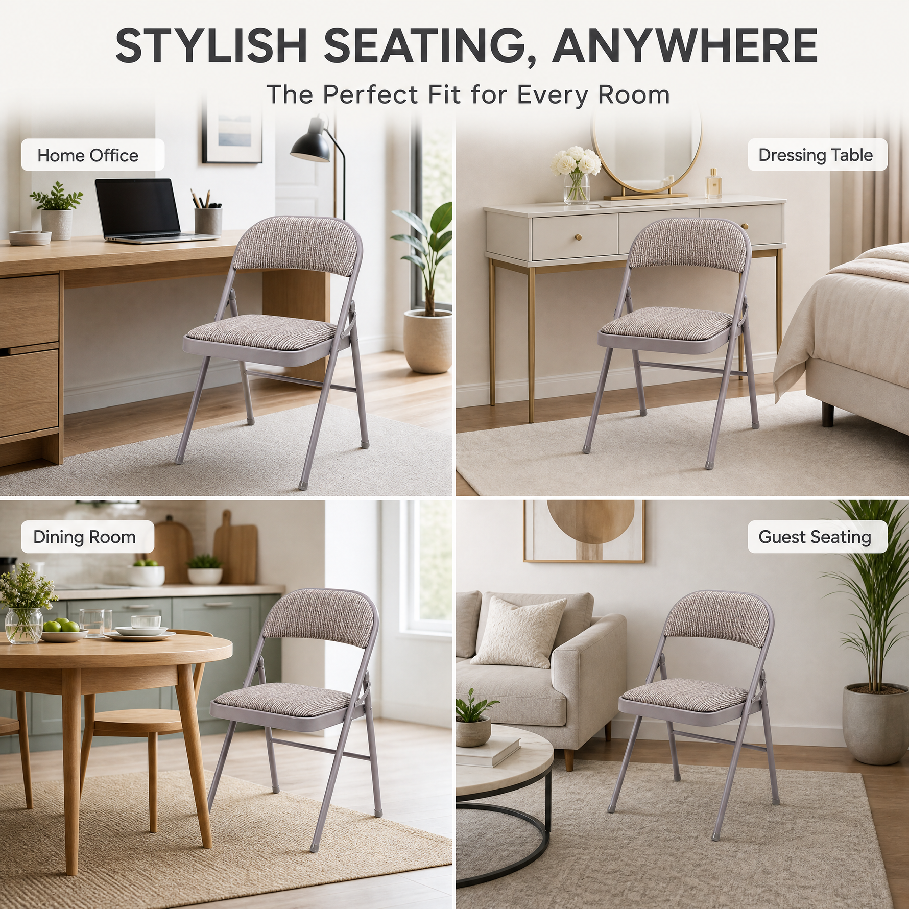 Chaise de bureau pliante en tissu - Gris