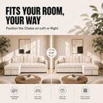 Milo Cream Corner Sofa Bed with Storage - Velvet Sofa Bed & Pull Out Bed