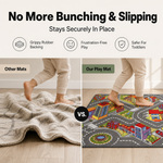 Big City Play Mat, Multicolour Kids Road Rug with Roads, Roundabouts and Parks, Non-Slip Car Play Mat for Playroom