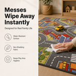 Big City Play Mat, Multicolour Kids Road Rug with Roads, Roundabouts and Parks, Non-Slip Car Play Mat for Playroom