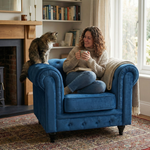 Canapé Chesterfield en velours bleu marine