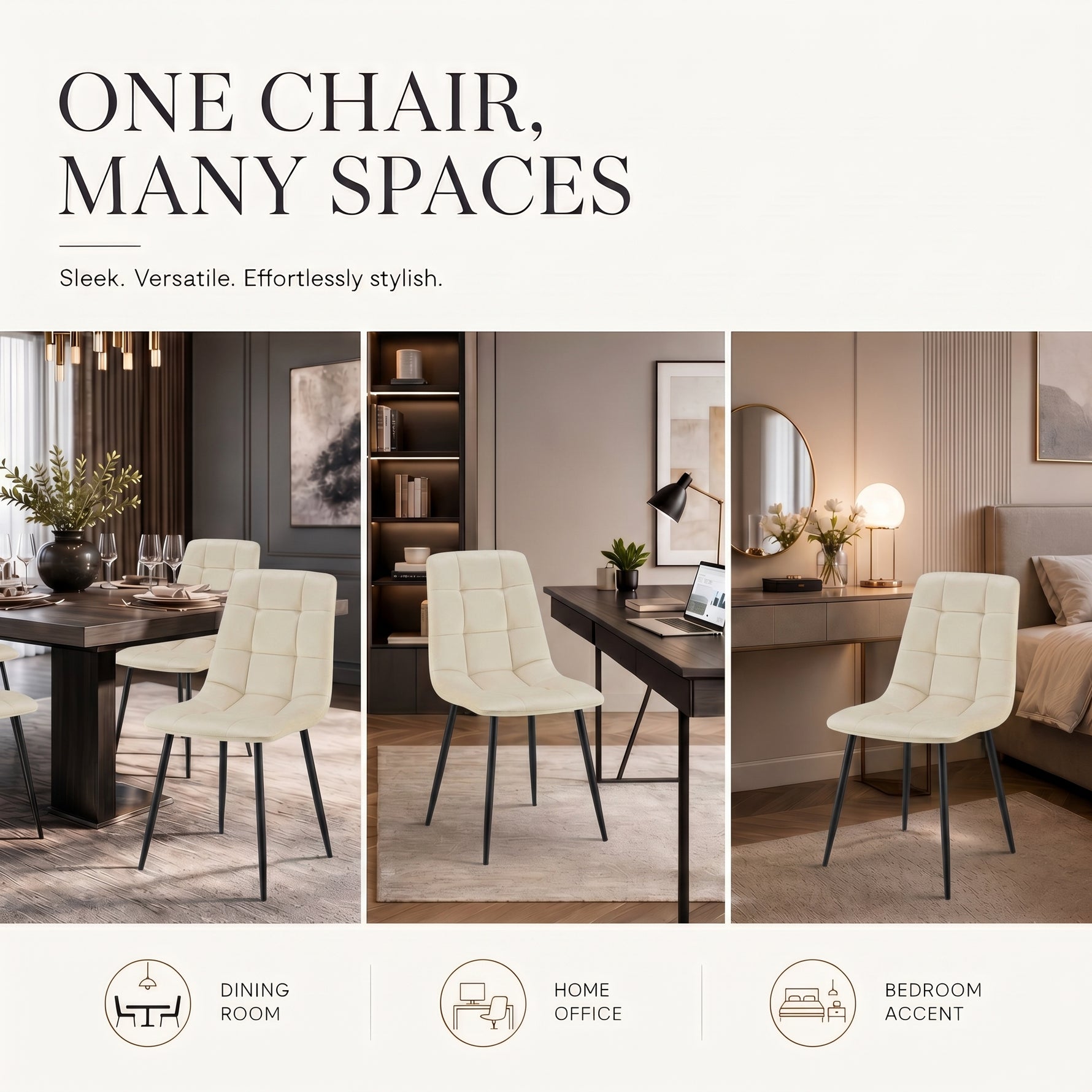 Zurich Dining Chair - Embossed Ivory White Velvet