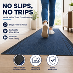 Sydney Blue Hallway Runner and Kitchen Mat, Non-Slip Rubber Backed Stair Runner, 66cm Wide, Washable, Lengths up to 30ft