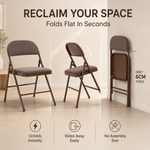Folding Fabric Office Dining Chair - Brown