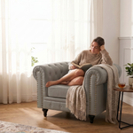 Canapé Chesterfield en similicuir - Gris clair