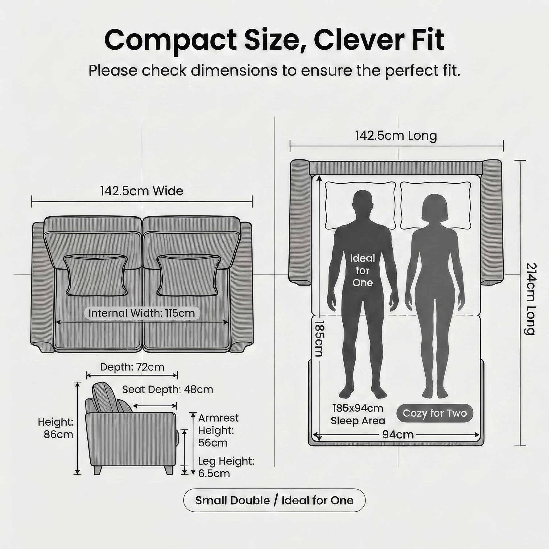 Canapé-lit 2 places Ramy en velours côtelé avec matelas dépliable - Bleu