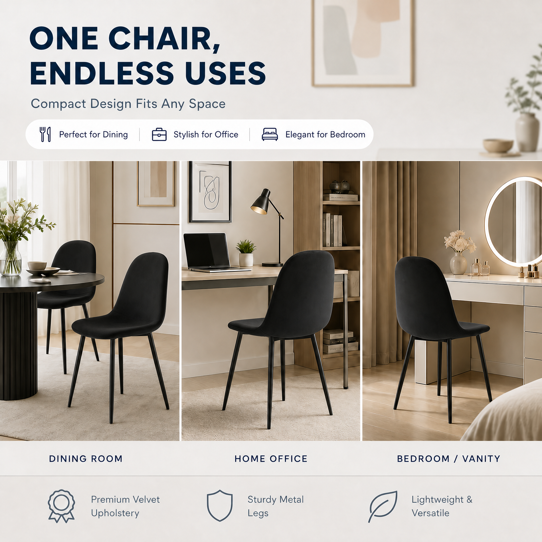 Ron Dining Chair - Black Velvet