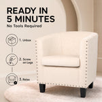 Cream Velvet Tub Chair, Stilo Compact Accent Armchair with Tufted Back, Dressing Table and Bedroom Chair