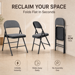Folding Fabric Office Dining Chair - Grey