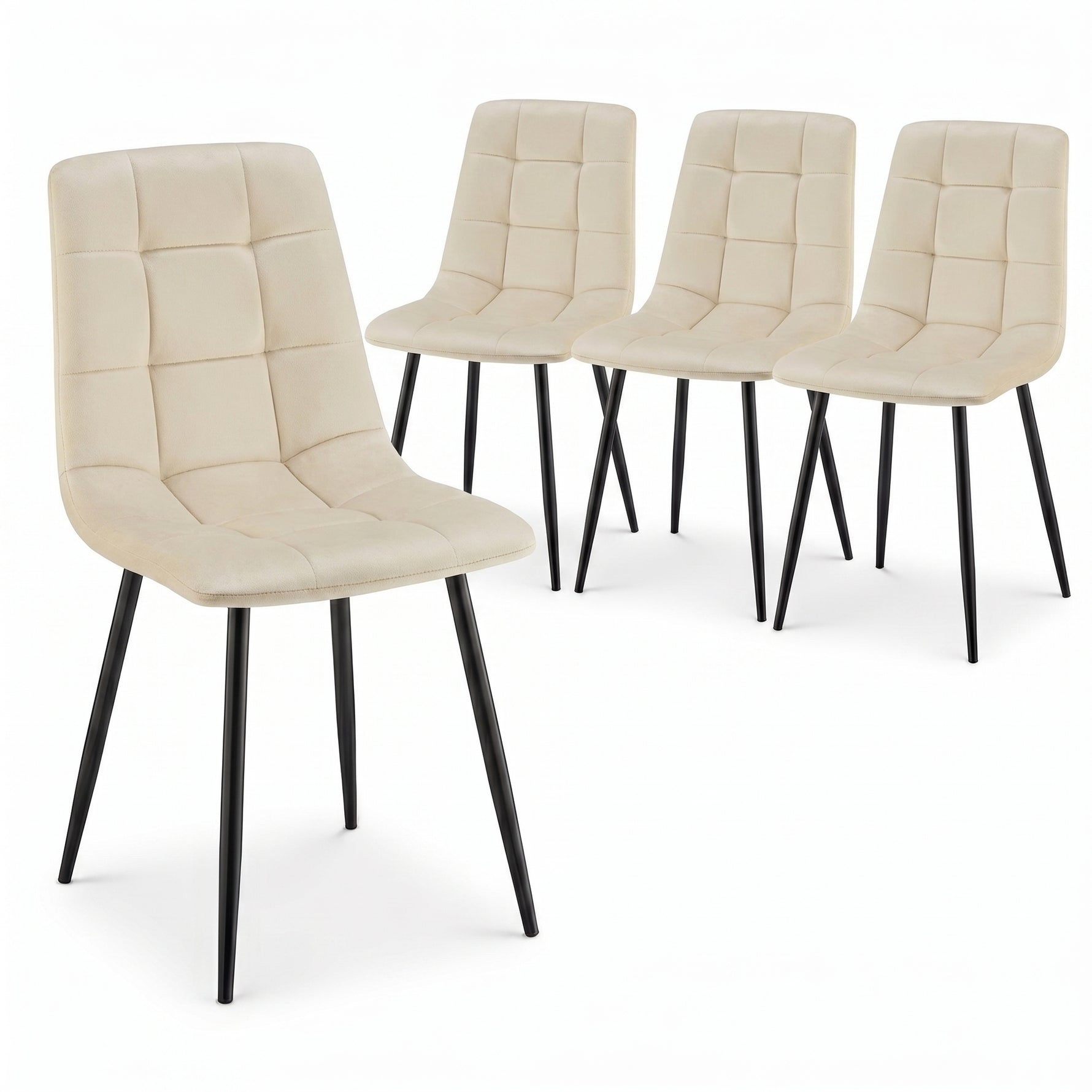 Zurich Dining Chair - Embossed Ivory White Velvet