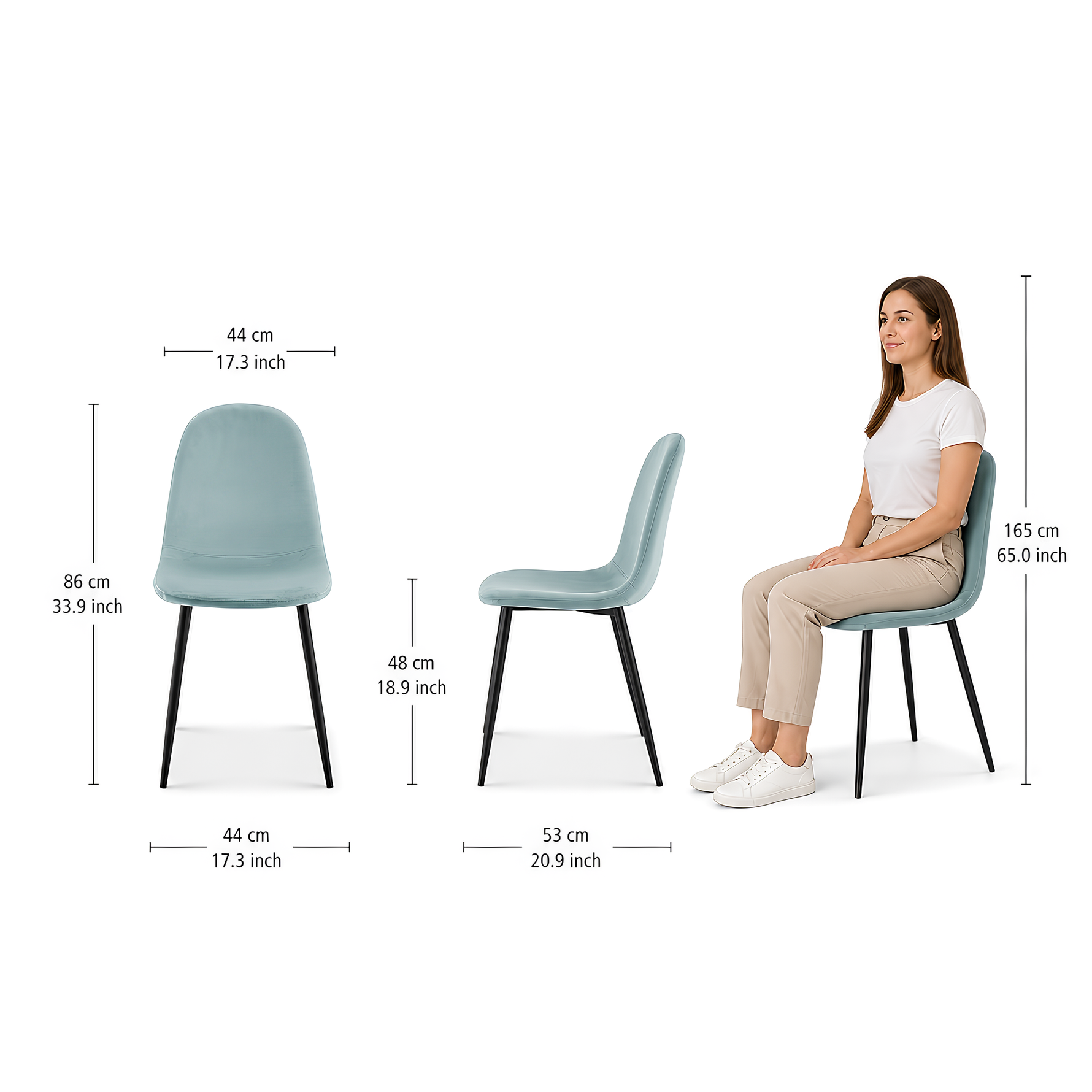 Ron Dining Chair - Velvet Blue