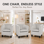 Light Grey Velvet Tub Chair, Stilo Compact Accent Armchair with Tufted Back, Dressing Table and Bedroom Chair