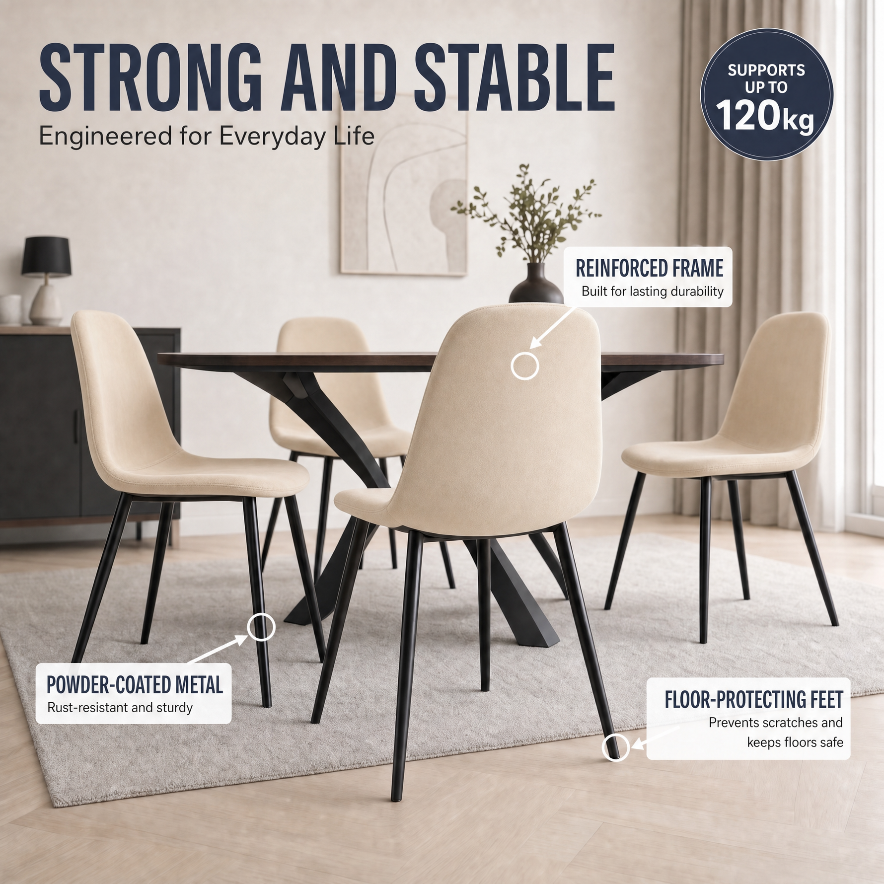 Ron Dining Chair - Ivory White Velvet