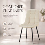 Zurich Dining Chair - Embossed Ivory White Velvet