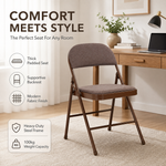 Folding Fabric Office Dining Chair - Brown