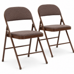 Folding Fabric Office Dining Chair - Brown