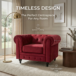 Canapé Chesterfield en velours rouge vin