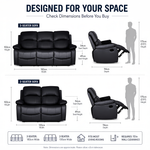 Recliner Sofa Set 2 and 3 Seater, Black Faux Leather, Manual Reclining Sofas with Footrests, Seats 5, Steel Frame