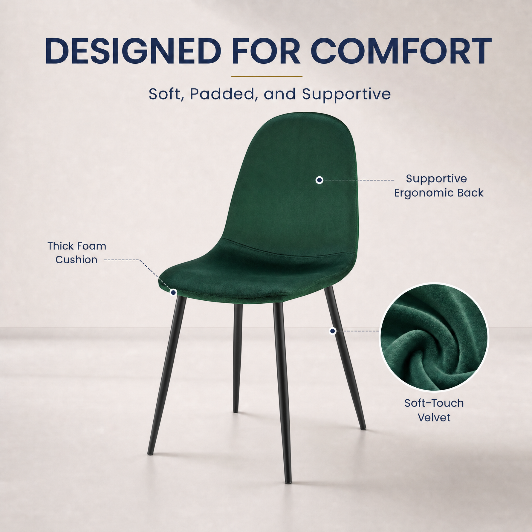 Ron Dining Chair - Emerald Green Velvet
