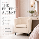 Cream Velvet Tub Chair, Stilo Compact Accent Armchair with Tufted Back, Dressing Table and Bedroom Chair
